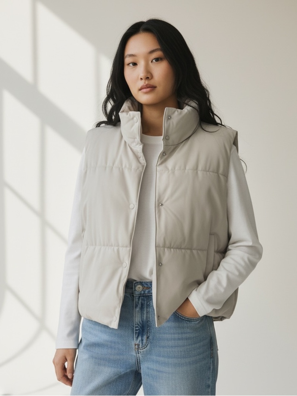 OLD NAVY Women’s Puffer Vest Cream NWOT Size XL